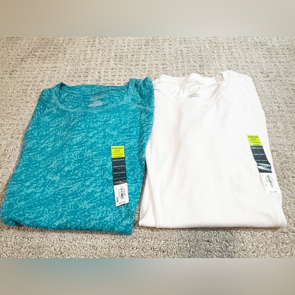 Share Tek Gear Women's Essential T-Shirt Raglan Tee Sz L Aqua Burnout White NEW - Picture 1 of 7